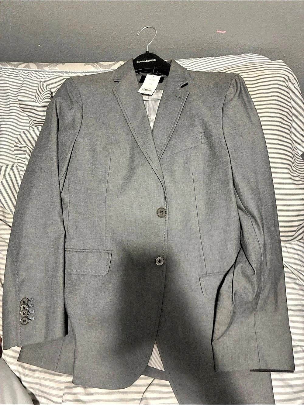 Banana Republic Modern Slim Gray Chambray Blazer 38 S
